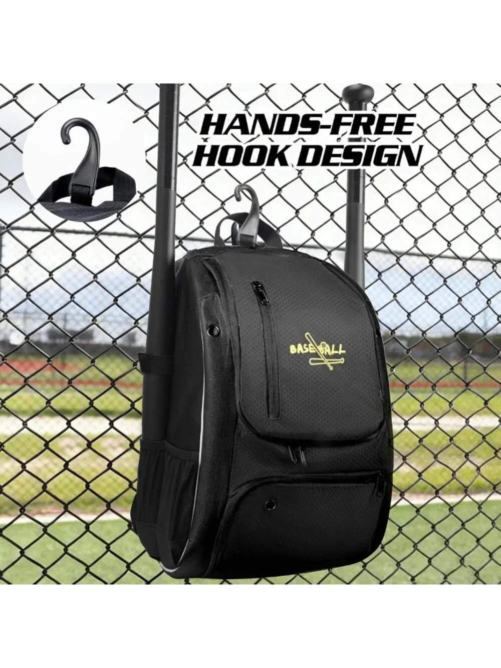 Lightweight Youth Baseball & Softball Bag with Shoes Compartment & Fence Hook